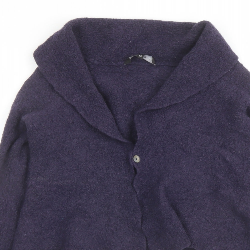 EAST Womens Blue Collared Wool Cardigan Jumper Size 12