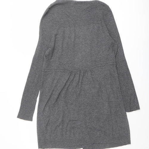 BHS Womens Grey V-Neck Viscose Cardigan Jumper Size 12
