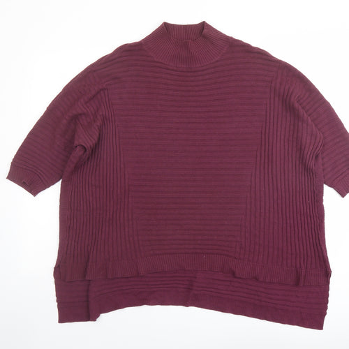 Select Womens Purple Mock Neck Acrylic Pullover Jumper Size 14