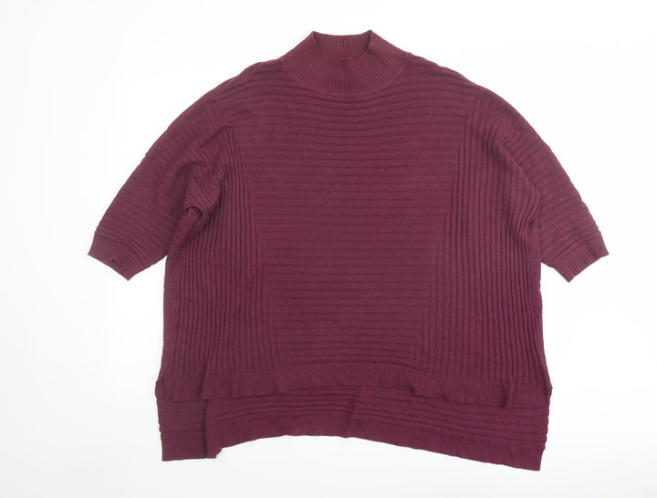 Select Womens Purple Mock Neck Acrylic Pullover Jumper Size 14