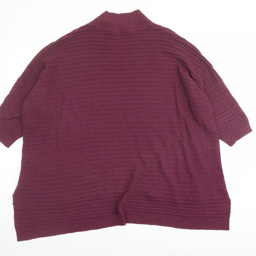 Select Womens Purple Mock Neck Acrylic Pullover Jumper Size 14