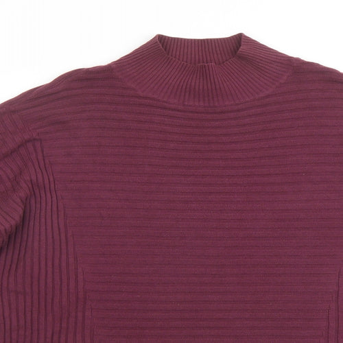 Select Womens Purple Mock Neck Acrylic Pullover Jumper Size 14