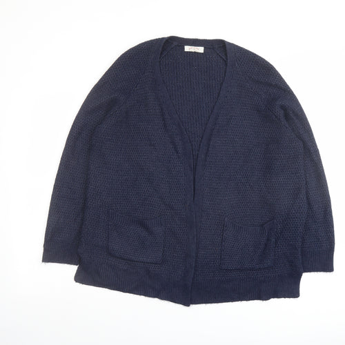 Fat Face Womens Blue V-Neck Acrylic Cardigan Jumper Size 14