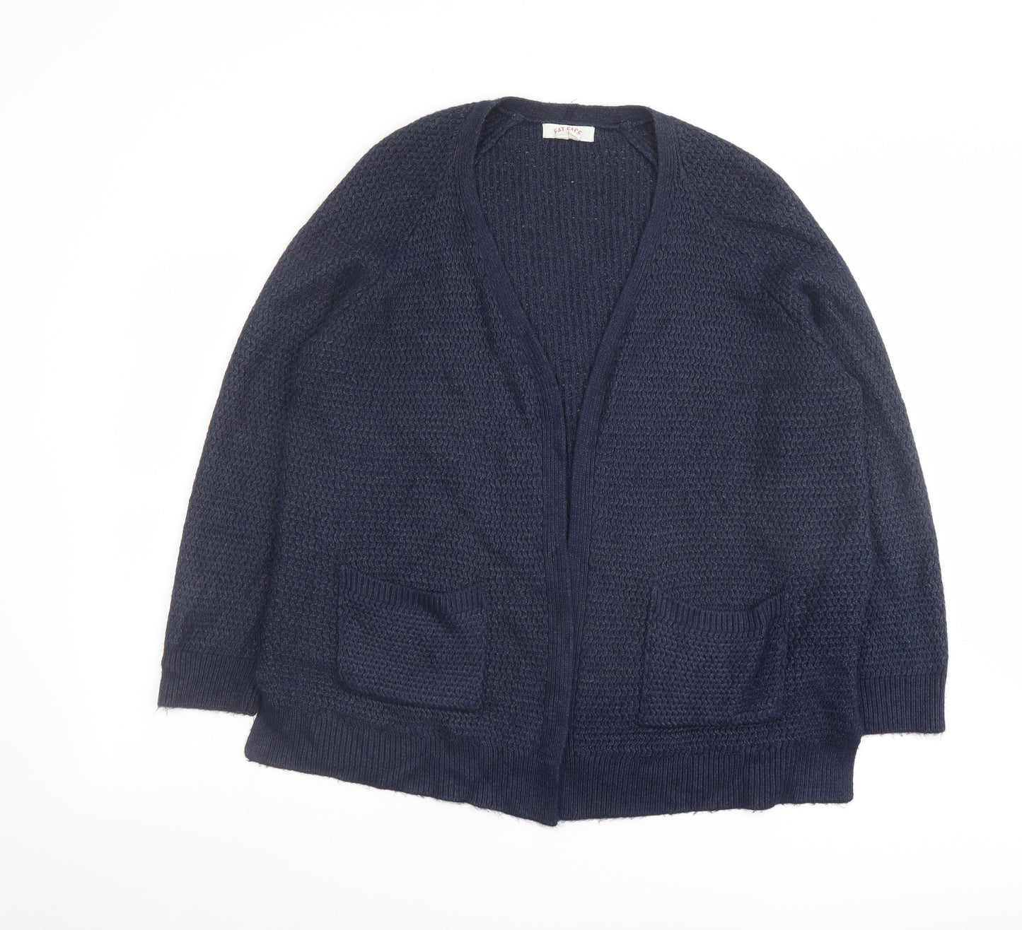 Fat Face Womens Blue V-Neck Acrylic Cardigan Jumper Size 14