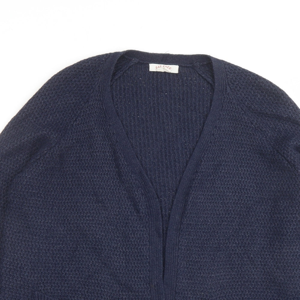 Fat Face Womens Blue V-Neck Acrylic Cardigan Jumper Size 14