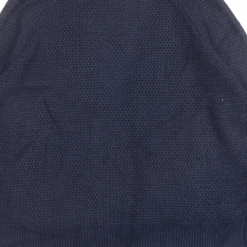 Fat Face Womens Blue V-Neck Acrylic Cardigan Jumper Size 14