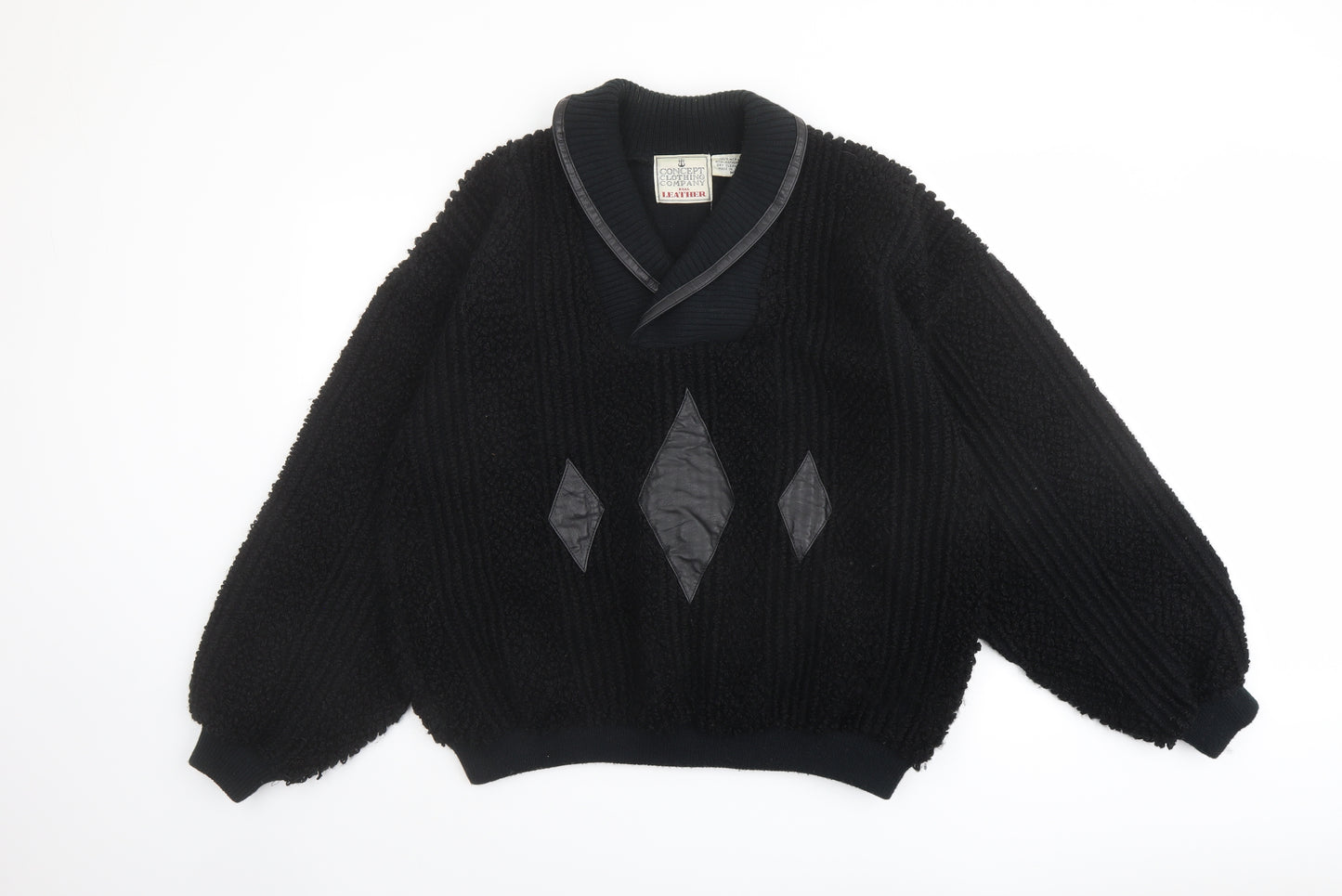 Concept Clothing Compamny Mens Black Collared Acrylic Pullover Jumper Size M Long Sleeve