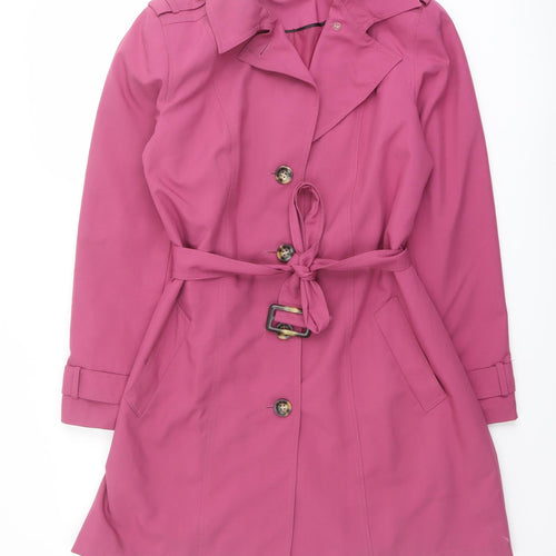 Marks and Spencer Womens Pink Trench Coat Coat Size 16 Button