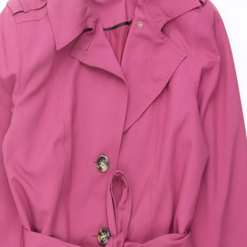 Marks and Spencer Womens Pink Trench Coat Coat Size 16 Button