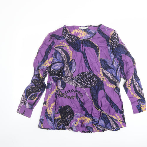Masai Womens Purple Geometric Viscose Basic Blouse Size S Round Neck