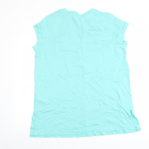 John Baner Womens Green Cotton Basic T-Shirt Size L V-Neck