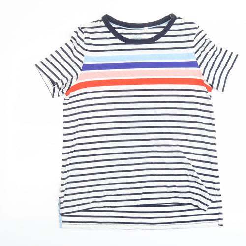 Boden Womens Multicoloured Striped Cotton Basic T-Shirt Size 14 Crew Neck