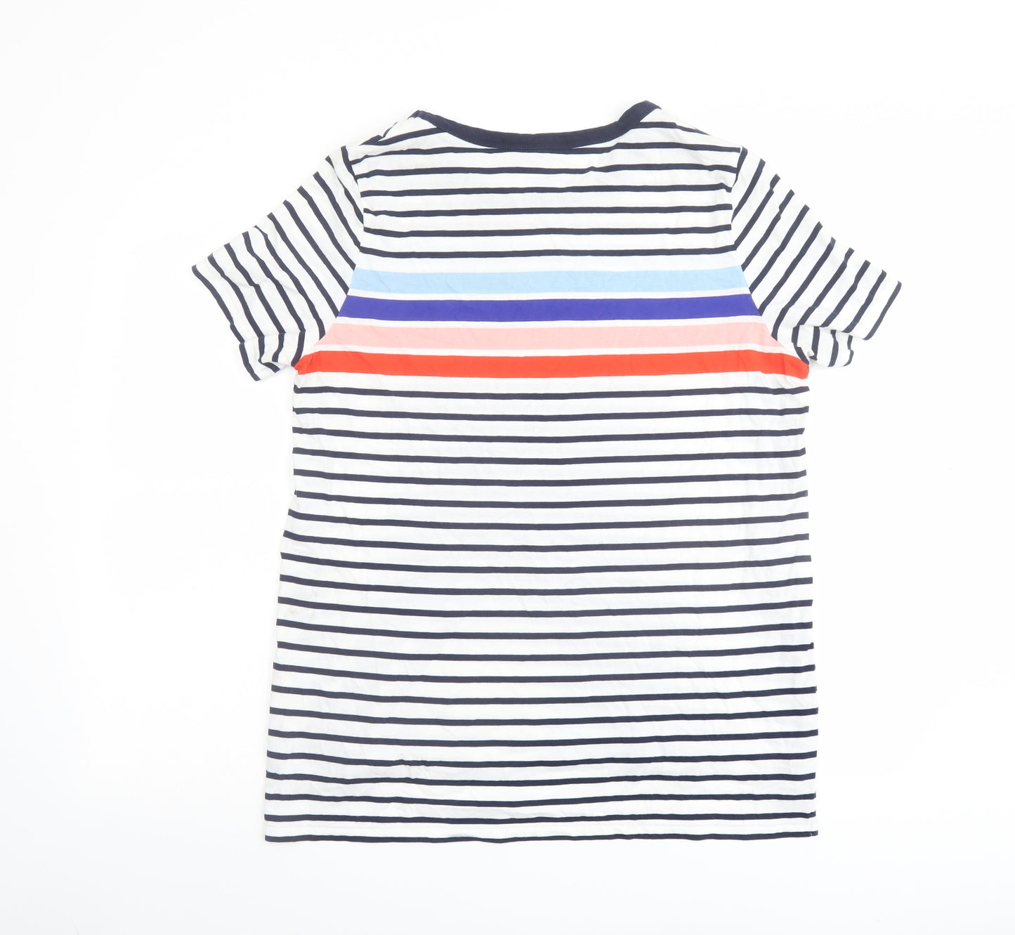 Boden Womens Multicoloured Striped Cotton Basic T-Shirt Size 14 Crew Neck