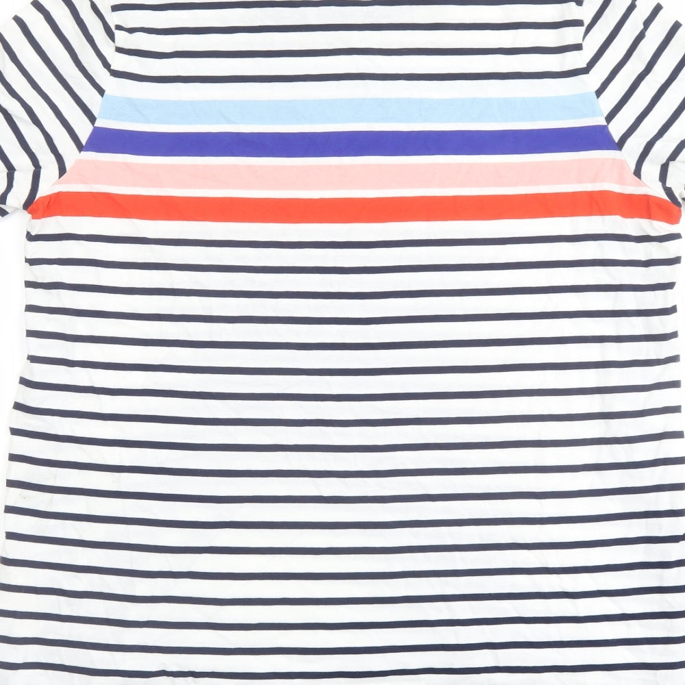 Boden Womens Multicoloured Striped Cotton Basic T-Shirt Size 14 Crew Neck