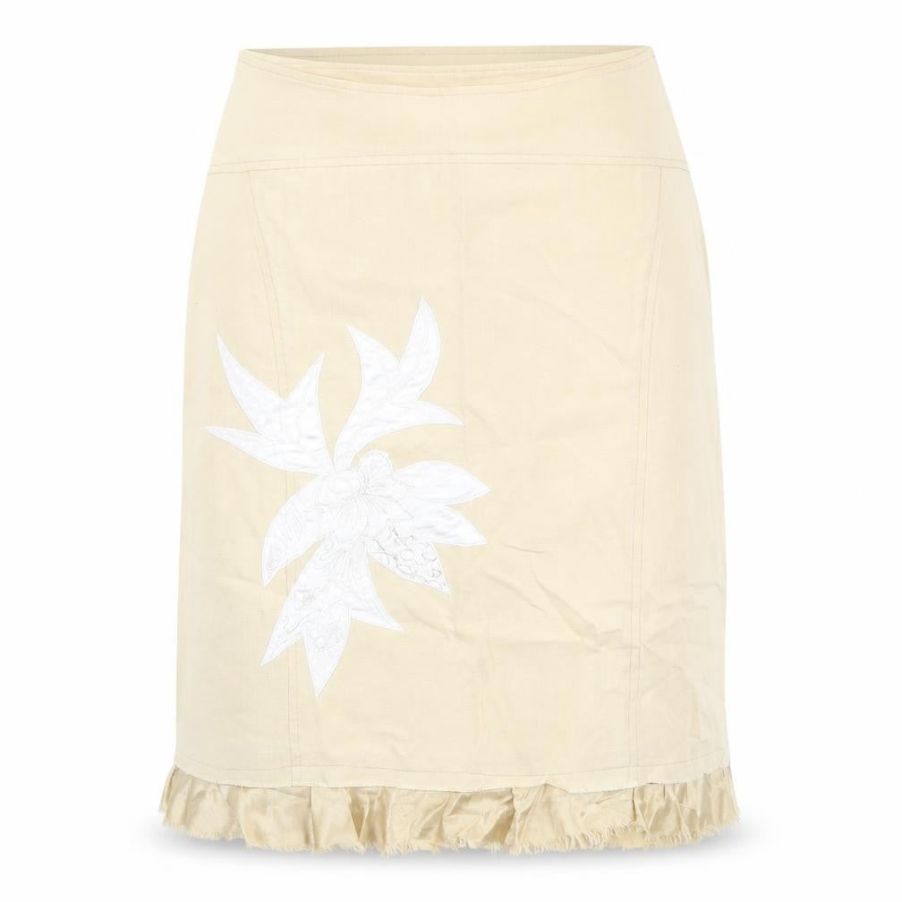 Tippy Womens Beige Floral Cotton Trumpet Skirt Size XL Zip