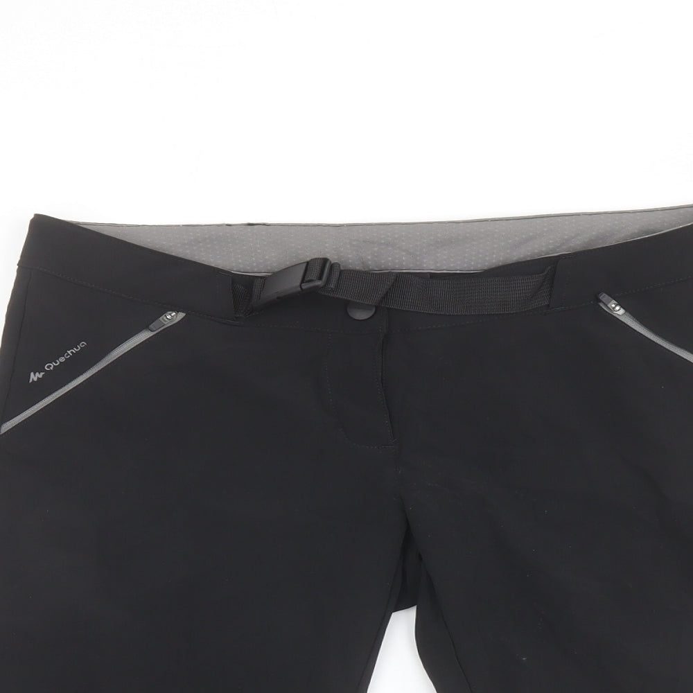 Quechua Mens Black Polyester Athletic Shorts Size L L15 in Regular Zip