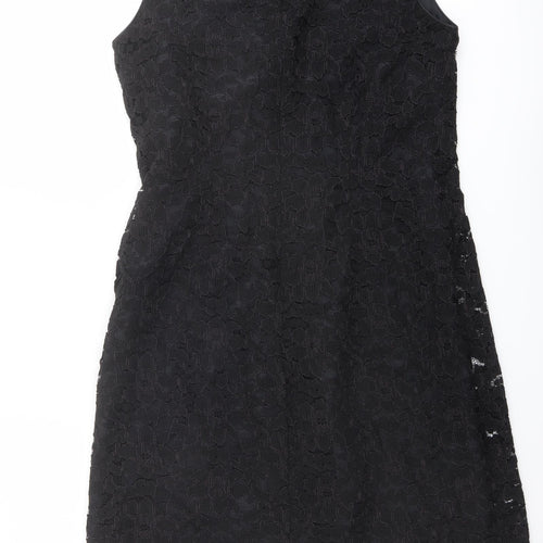 Marks and Spencer Womens Black Polyester Tank Dress Size 12 V-Neck Zip
