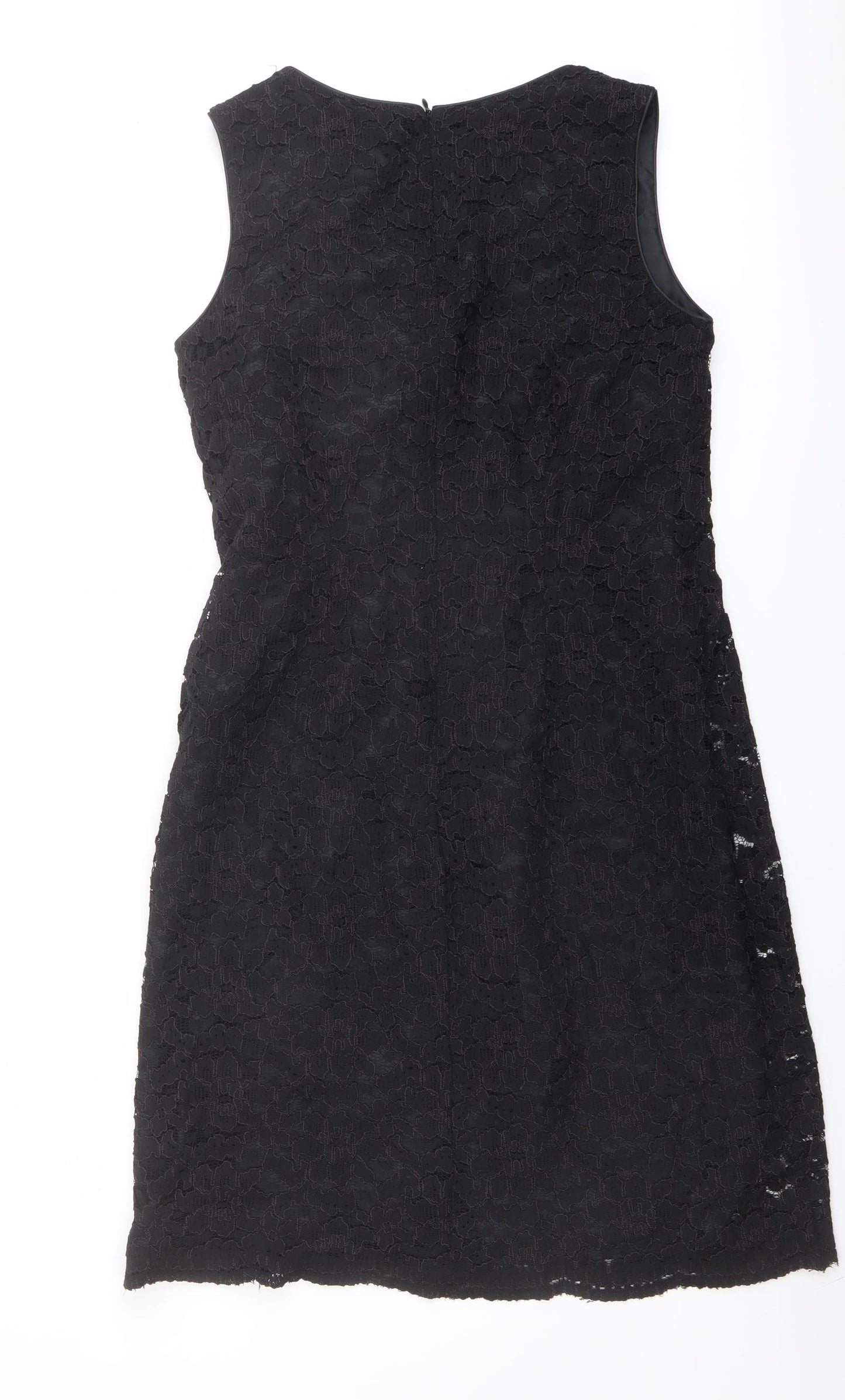 Marks and Spencer Womens Black Polyester Tank Dress Size 12 V-Neck Zip