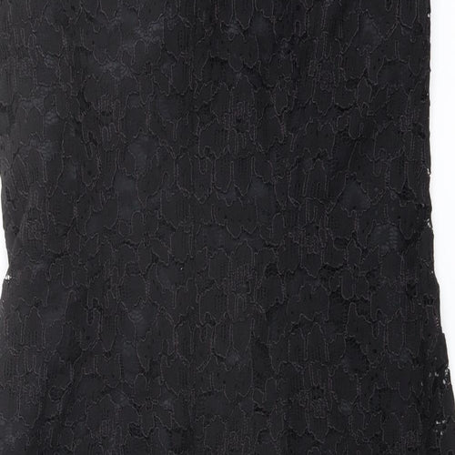 Marks and Spencer Womens Black Polyester Tank Dress Size 12 V-Neck Zip