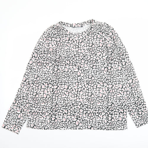 Marks and Spencer Womens Multicoloured Animal Print Cotton Basic T-Shirt Size 16 Crew Neck