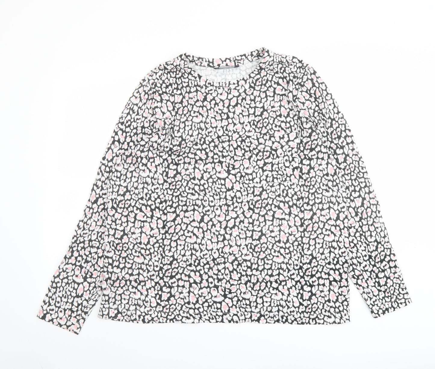 Marks and Spencer Womens Multicoloured Animal Print Cotton Basic T-Shirt Size 16 Crew Neck