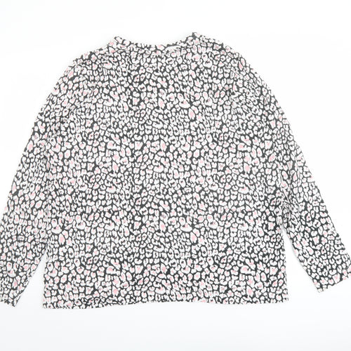 Marks and Spencer Womens Multicoloured Animal Print Cotton Basic T-Shirt Size 16 Crew Neck