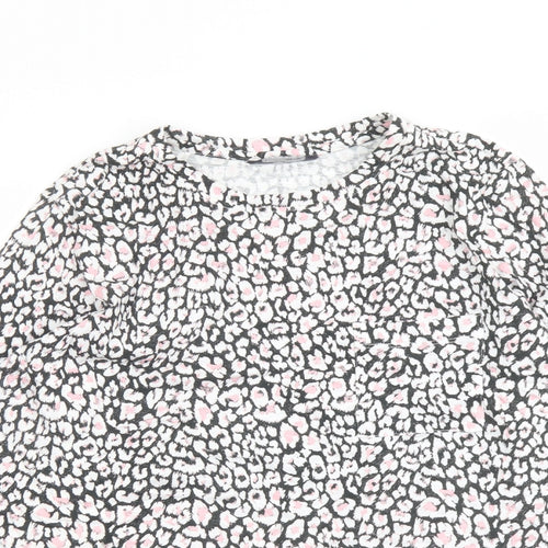 Marks and Spencer Womens Multicoloured Animal Print Cotton Basic T-Shirt Size 16 Crew Neck