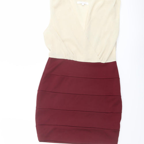 Glamorous Womens Red Polyester Shift Size 10 V-Neck Pullover