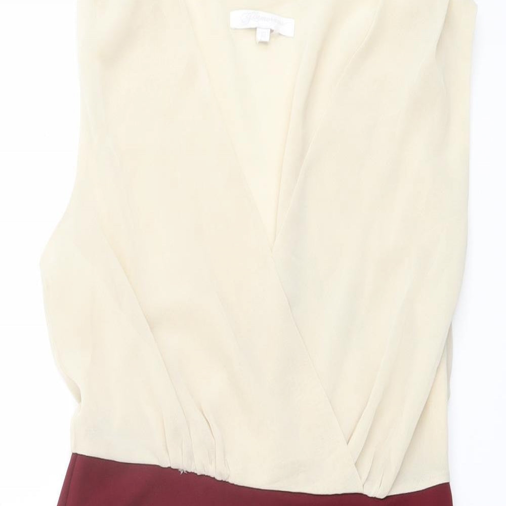 Glamorous Womens Red Polyester Shift Size 10 V-Neck Pullover