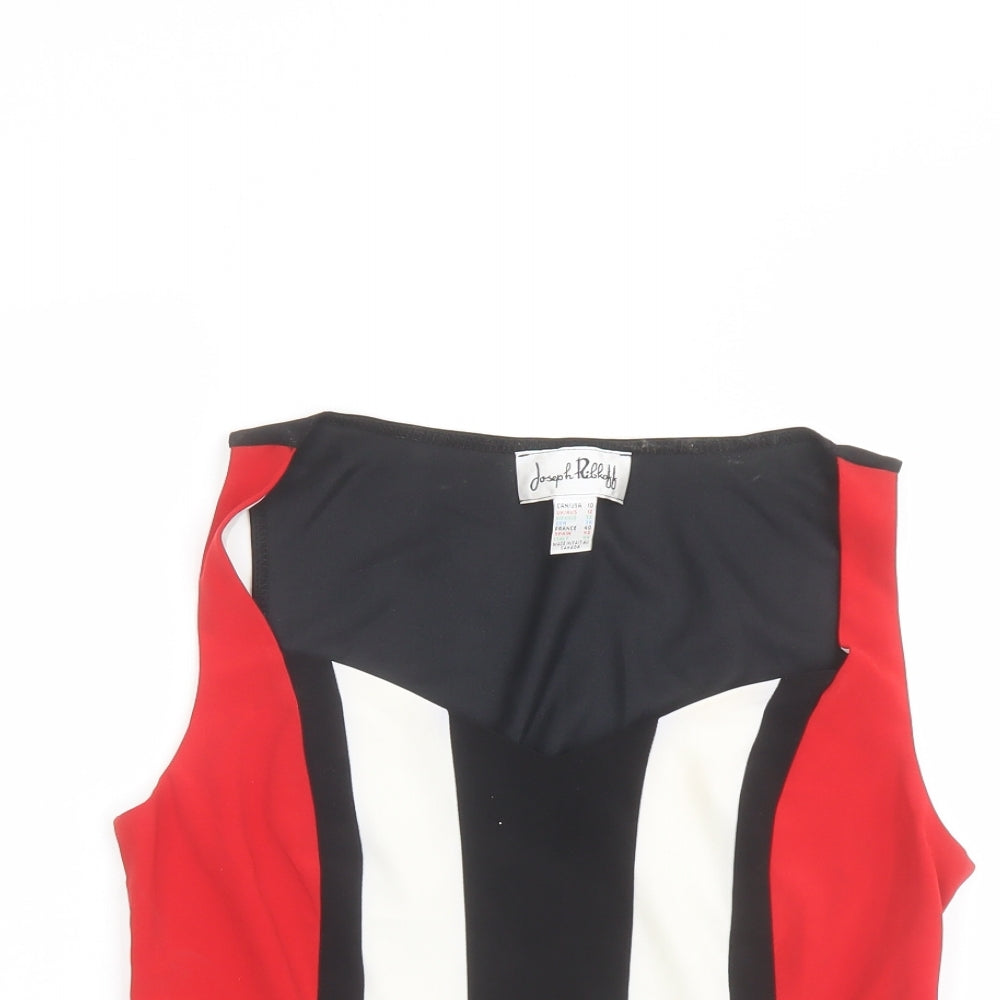 Joseph Ribkoff Womens Black Colourblock Polyester Basic Blouse Size 12 V-Neck