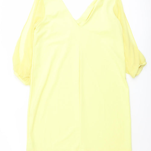 NEXT Womens Yellow Polyester A-Line Size 12 V-Neck Pullover