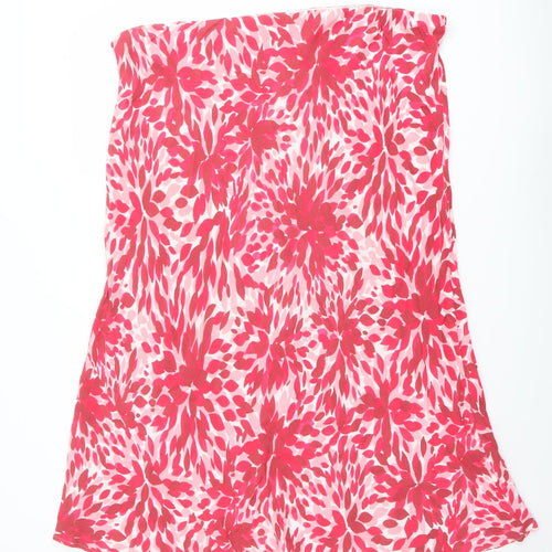Marks and Spencer Womens Pink Geometric Viscose A-Line Skirt Size 22