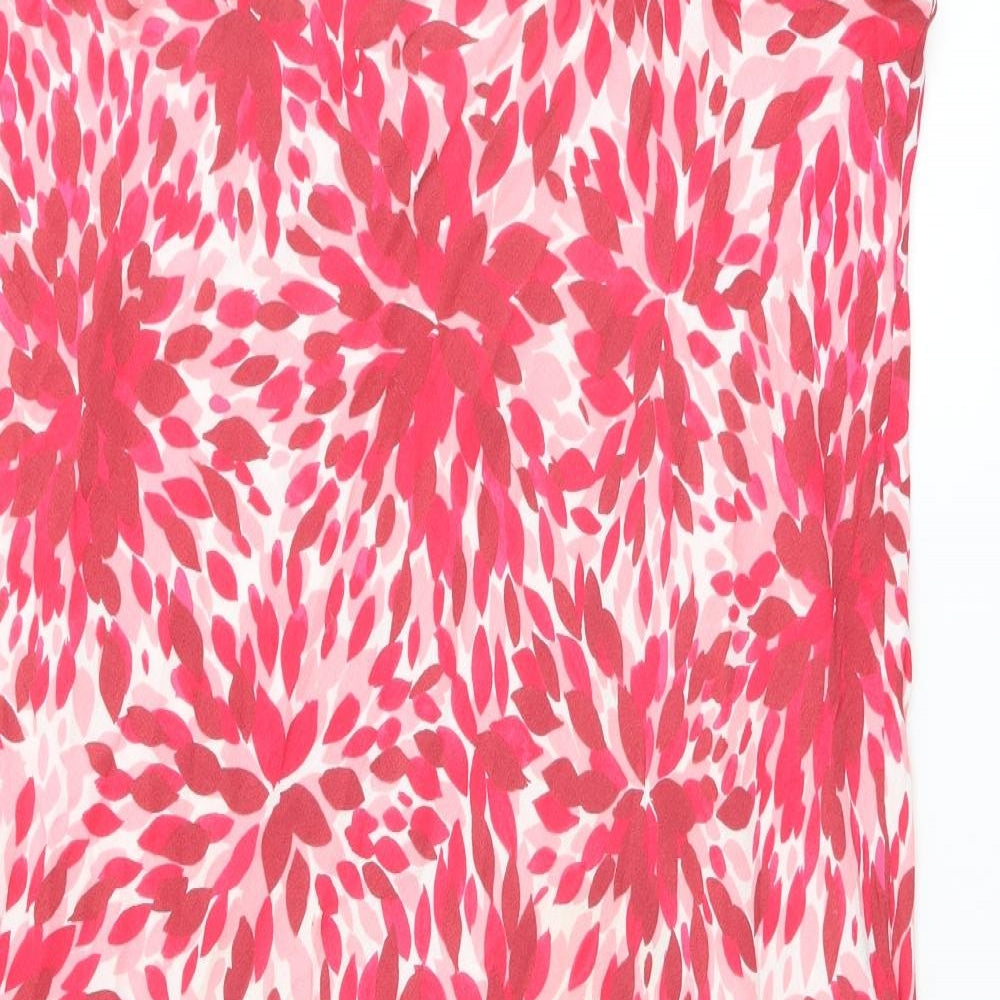 Marks and Spencer Womens Pink Geometric Viscose A-Line Skirt Size 22