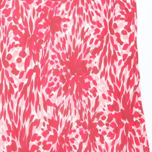 Marks and Spencer Womens Pink Geometric Viscose A-Line Skirt Size 22