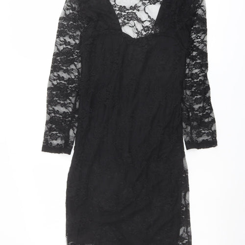 Catch One Womens Black Polyester Shift Size S V-Neck Pullover