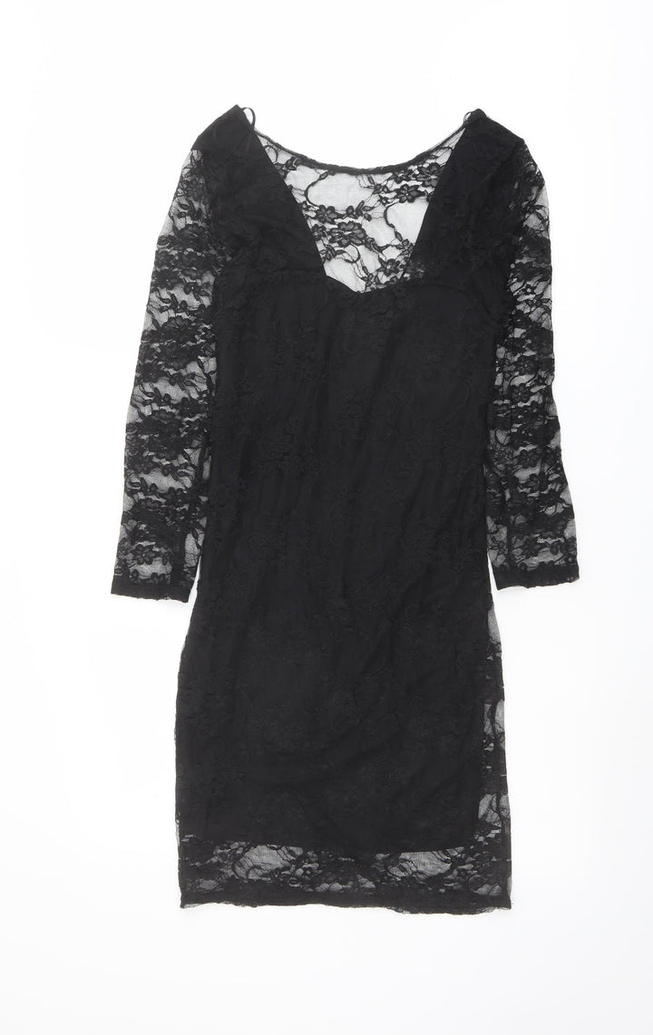Catch One Womens Black Polyester Shift Size S V-Neck Pullover