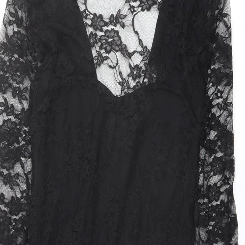 Catch One Womens Black Polyester Shift Size S V-Neck Pullover