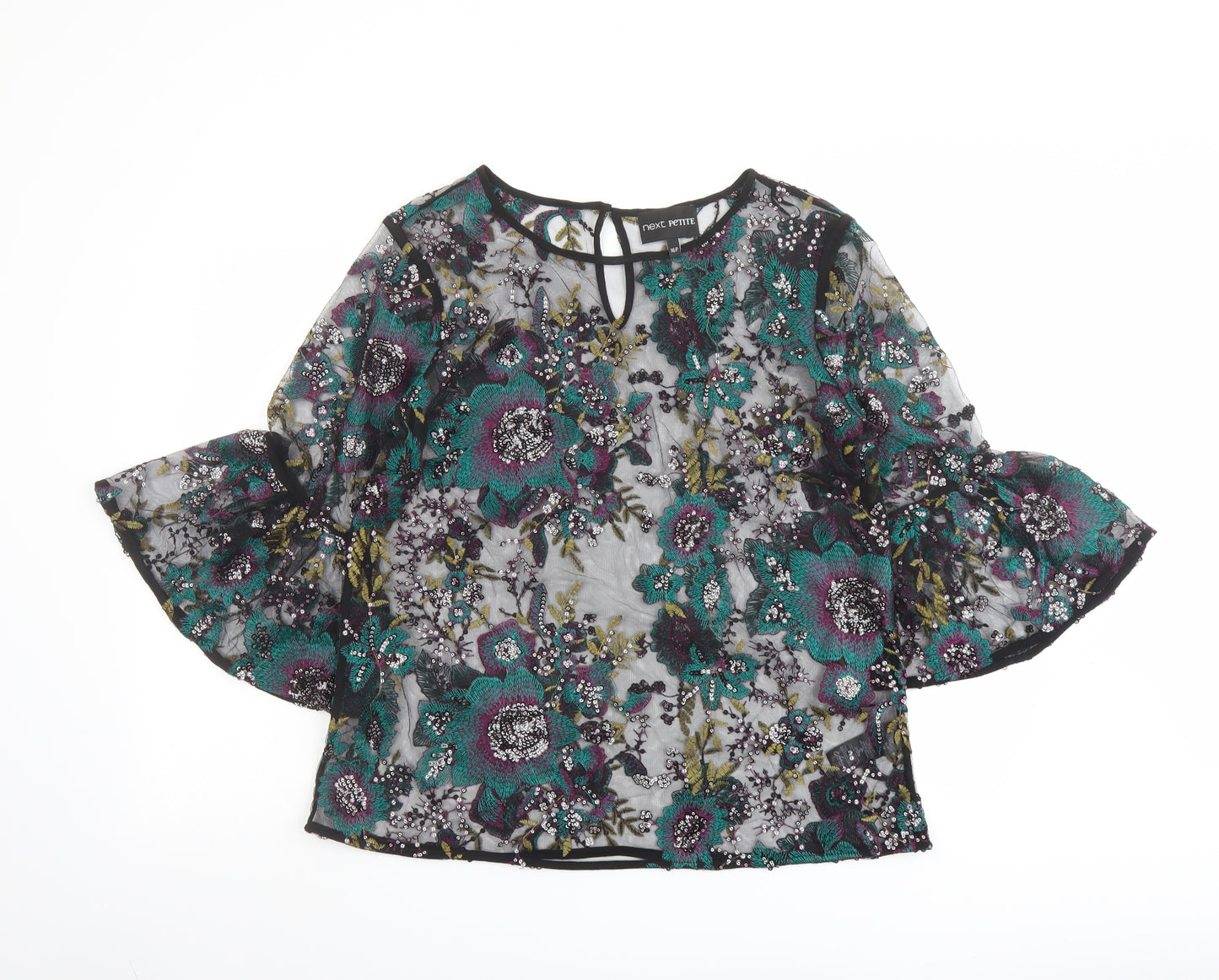 NEXT Womens Multicoloured Floral Polyester Basic Blouse Size 16 Round Neck