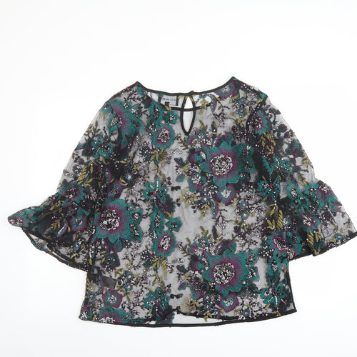 NEXT Womens Multicoloured Floral Polyester Basic Blouse Size 16 Round Neck