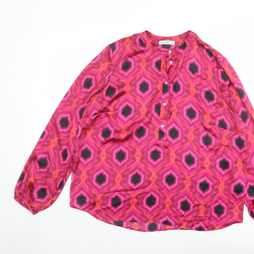 Gallery Womens Pink Geometric Polyester Basic Blouse Size 6 Round Neck