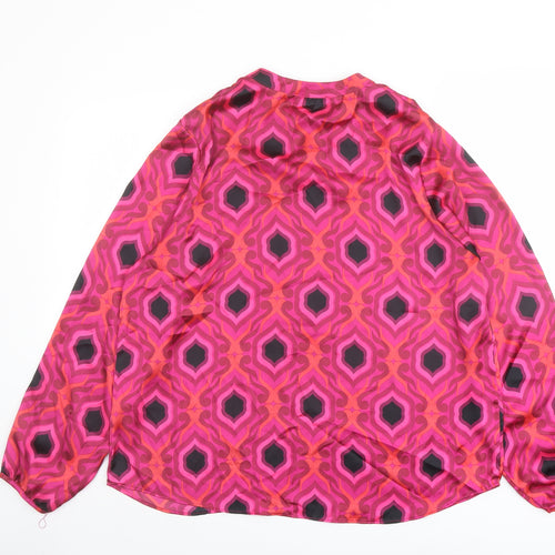 Gallery Womens Pink Geometric Polyester Basic Blouse Size 6 Round Neck