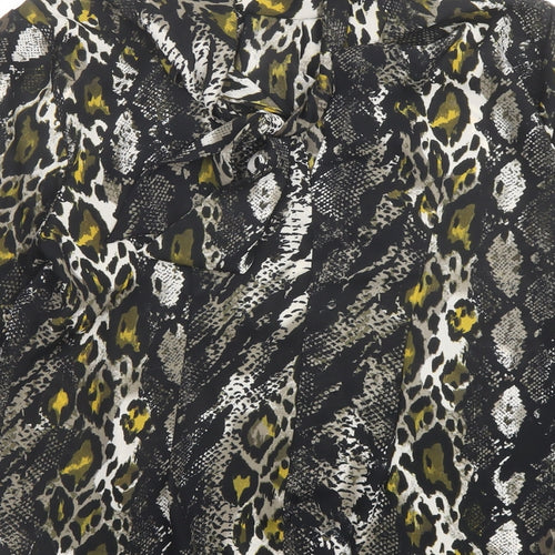 Dorothy Perkins Womens Black Animal Print Polyester Basic Blouse Size 12 High Neck - Leopard, Snake Skin Pattern