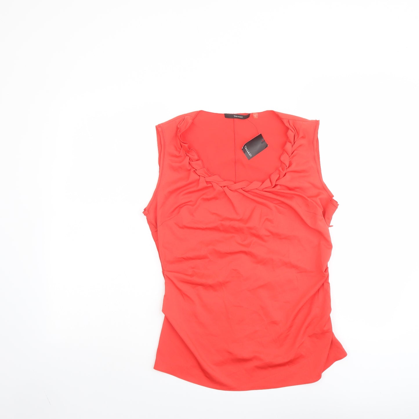 Tahari Womens Red Polyester Basic Tank Size M Round Neck