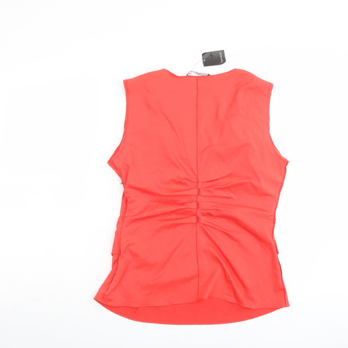 Tahari Womens Red Polyester Basic Tank Size M Round Neck