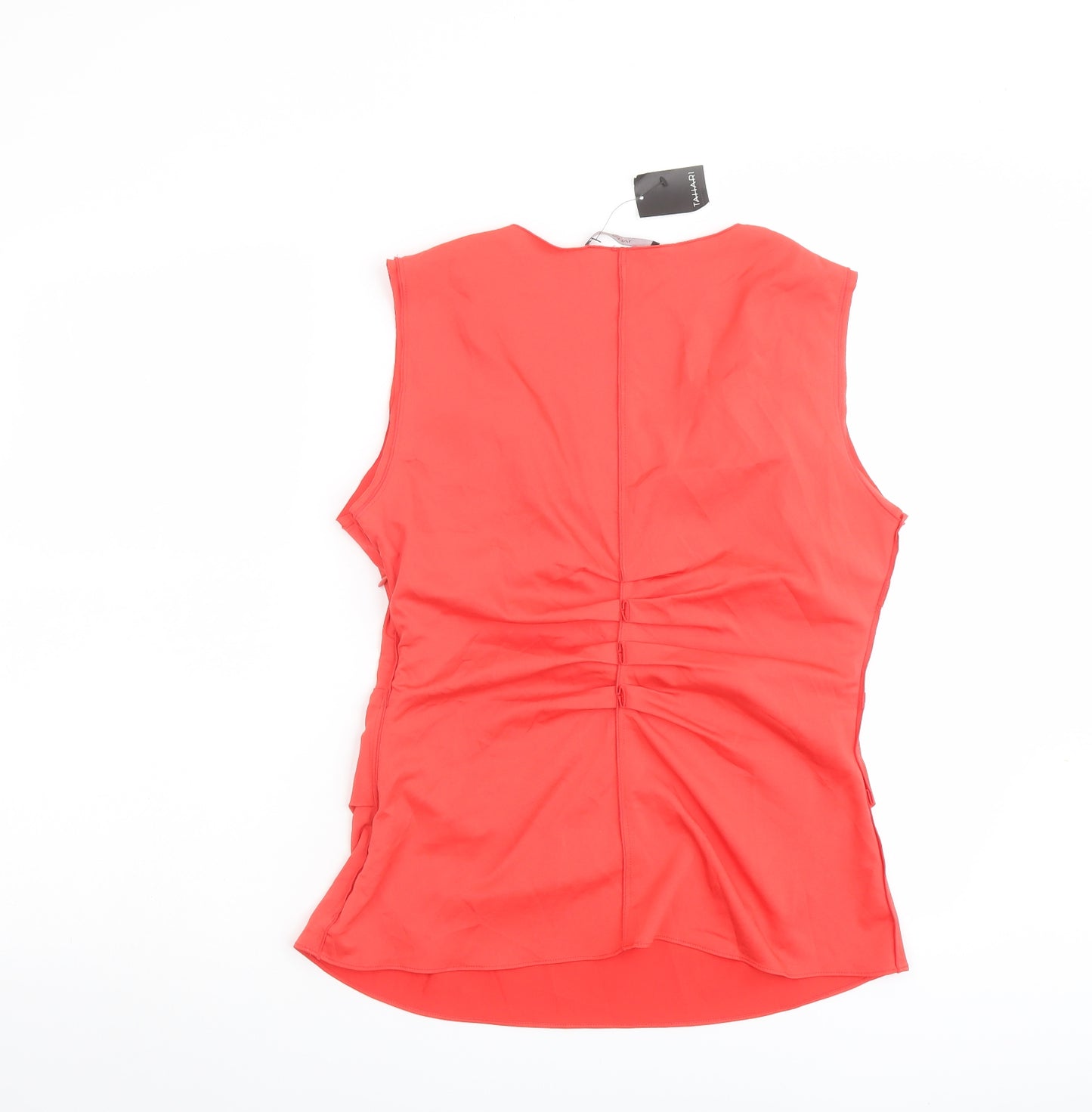Tahari Womens Red Polyester Basic Tank Size M Round Neck