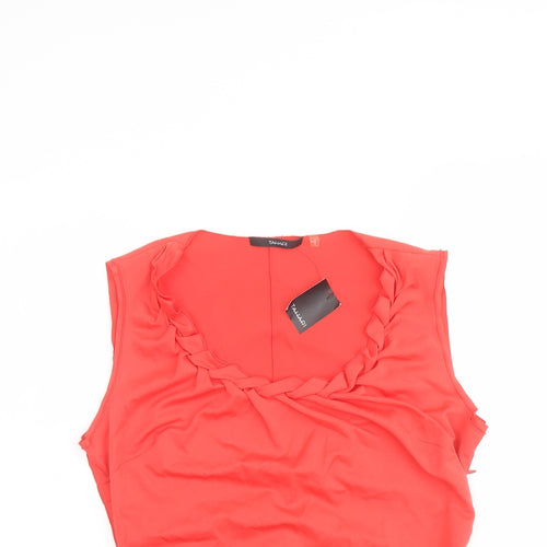 Tahari Womens Red Polyester Basic Tank Size M Round Neck