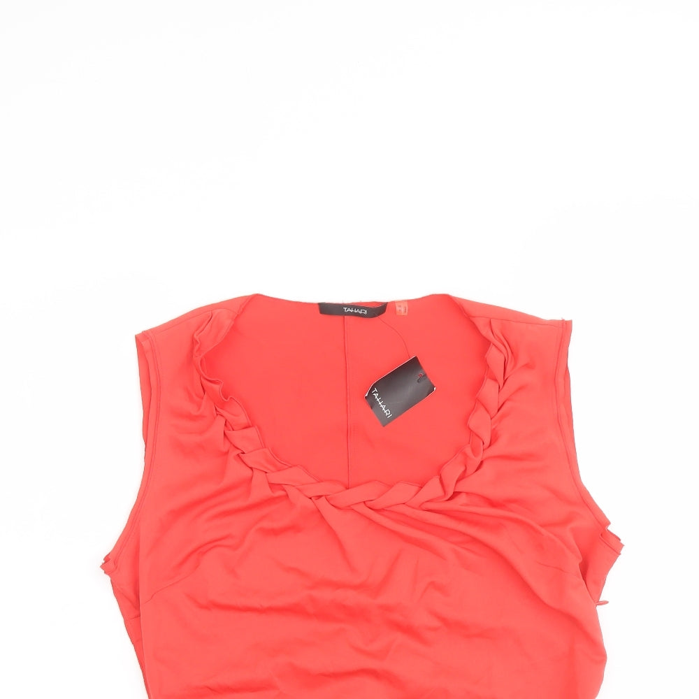 Tahari Womens Red Polyester Basic Tank Size M Round Neck