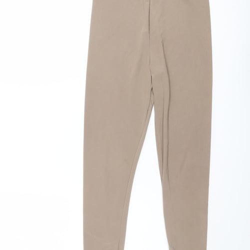 PRETTYLITTLETHING Womens Beige Polyester Carrot Leggings Size 6 L20 in