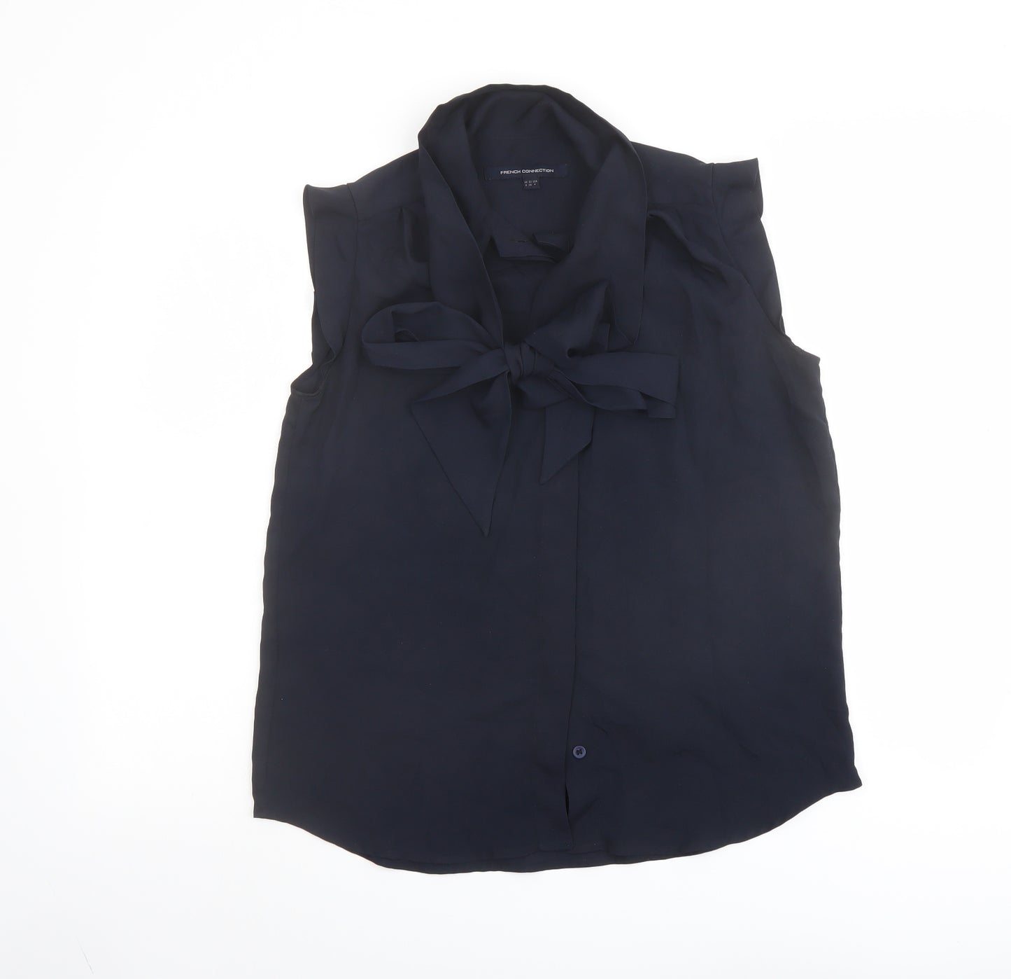 French Connection Womens Blue Polyester Basic Button-Up Size 8 V-Neck
