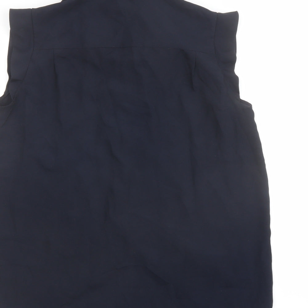 French Connection Womens Blue Polyester Basic Button-Up Size 8 V-Neck